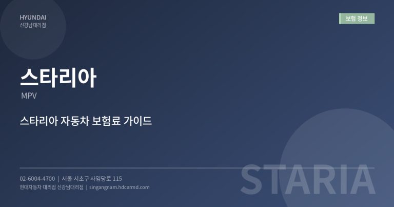 스타리아 보험료 얼마? – 연령별, 경력별 자동차 보험료 비교