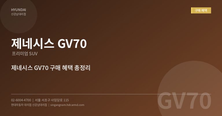 현대자동차 제네시스 GV70 신차 구매 시 받을 수 있는 혜택 총정리