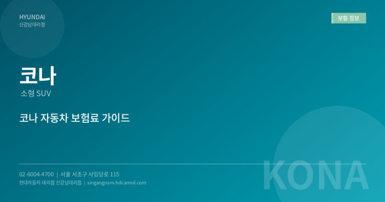 코나 보험료 얼마? – 연령별, 경력별 자동차 보험료 비교